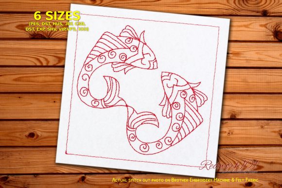 Fish Pisces Zodiac Sign Redwork Review