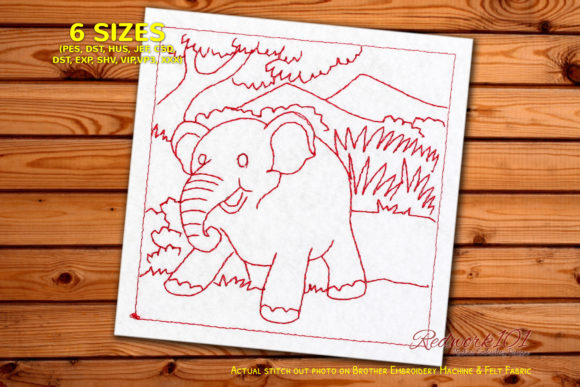 Review: Baby Elephant in Jungle Redwork