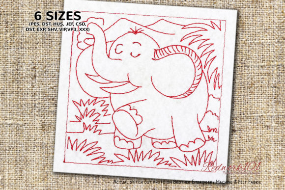 Review: Happy Baby Elephant in Forest Redwork