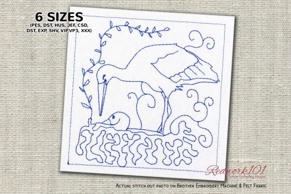 Review: Two Stork in the Nest Lineart for Embroidery